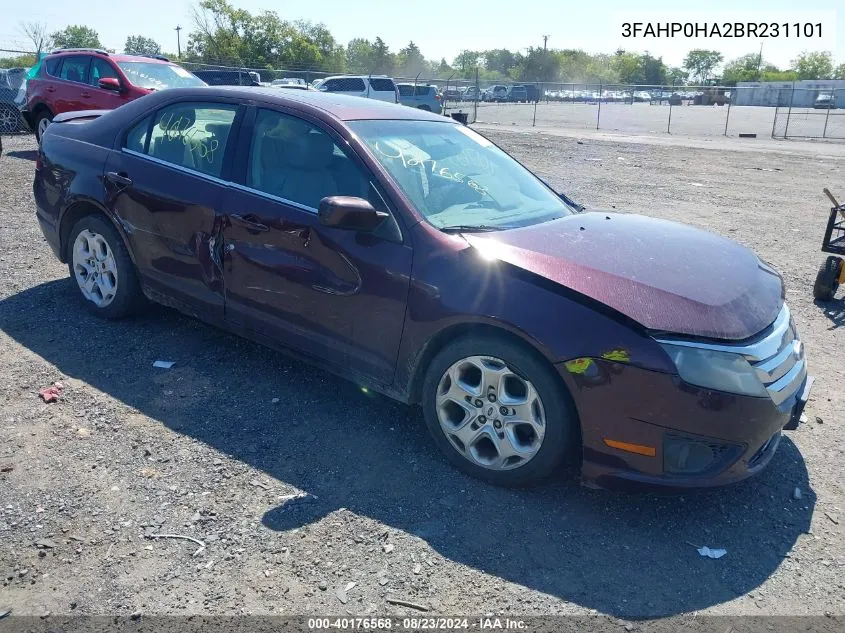 2011 Ford Fusion Se VIN: 3FAHP0HA2BR231101 Lot: 40176568