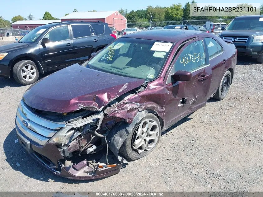 2011 Ford Fusion Se VIN: 3FAHP0HA2BR231101 Lot: 40176568