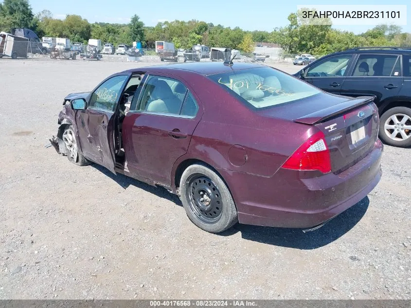 2011 Ford Fusion Se VIN: 3FAHP0HA2BR231101 Lot: 40176568