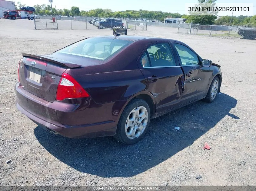 2011 Ford Fusion Se VIN: 3FAHP0HA2BR231101 Lot: 40176568