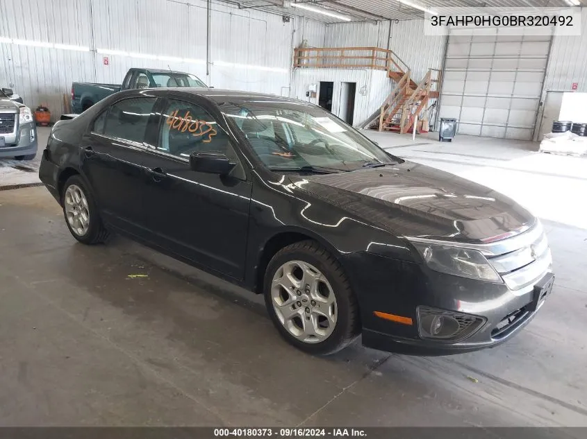 2011 Ford Fusion Se VIN: 3FAHP0HG0BR320492 Lot: 40180373