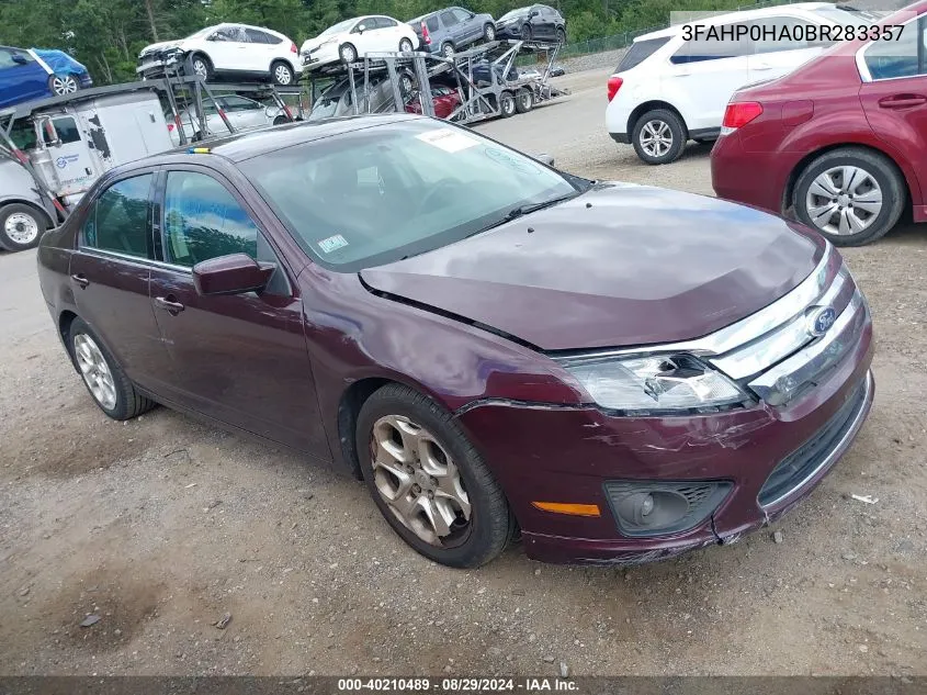 2011 Ford Fusion Se VIN: 3FAHP0HA0BR283357 Lot: 40210489