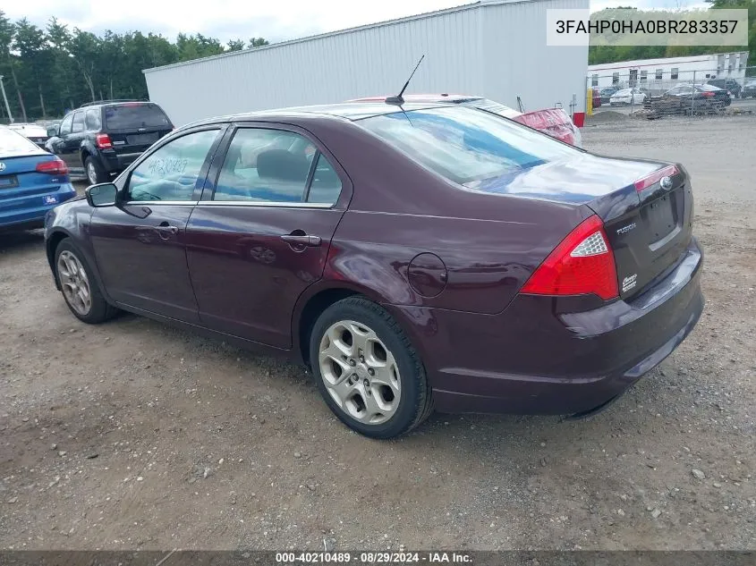 2011 Ford Fusion Se VIN: 3FAHP0HA0BR283357 Lot: 40210489