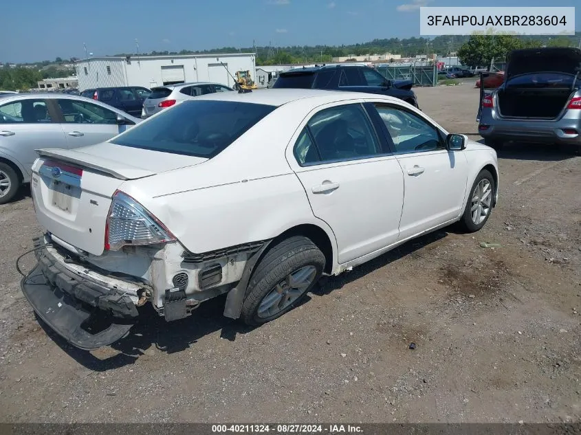 2011 Ford Fusion Sel VIN: 3FAHP0JAXBR283604 Lot: 40211324