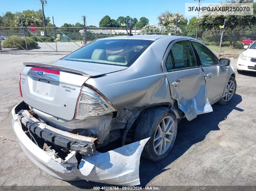 2011 Ford Fusion Sel VIN: 3FAHP0JAXBR250070 Lot: 40215764