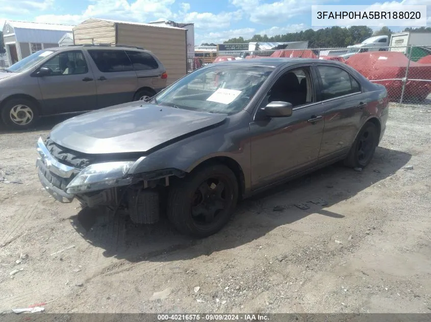 2011 Ford Fusion Se VIN: 3FAHP0HA5BR188020 Lot: 40216575