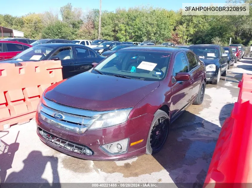 2011 Ford Fusion Se VIN: 3FAHP0HG0BR320895 Lot: 40221485