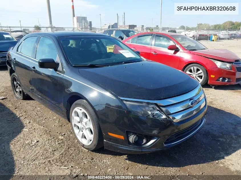 2011 Ford Fusion Se VIN: 3FAHP0HAXBR320608 Lot: 40223408