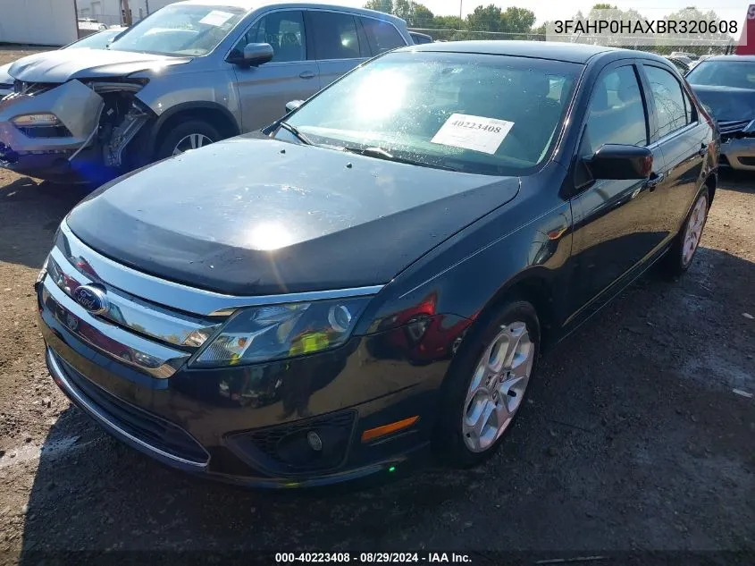 2011 Ford Fusion Se VIN: 3FAHP0HAXBR320608 Lot: 40223408