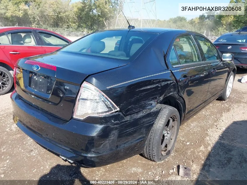 2011 Ford Fusion Se VIN: 3FAHP0HAXBR320608 Lot: 40223408