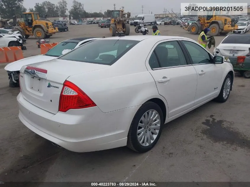 2011 Ford Fusion Hybrid VIN: 3FADP0L39BR201505 Lot: 40223783