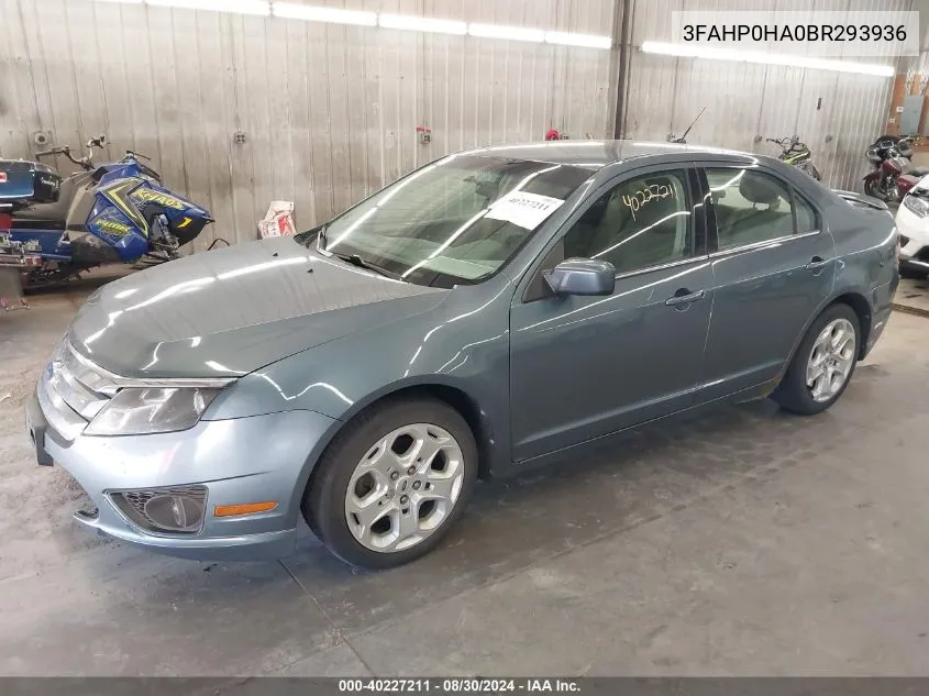 2011 Ford Fusion Se VIN: 3FAHP0HA0BR293936 Lot: 40227211