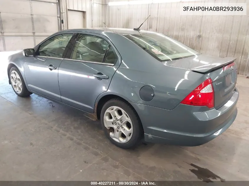 3FAHP0HA0BR293936 2011 Ford Fusion Se