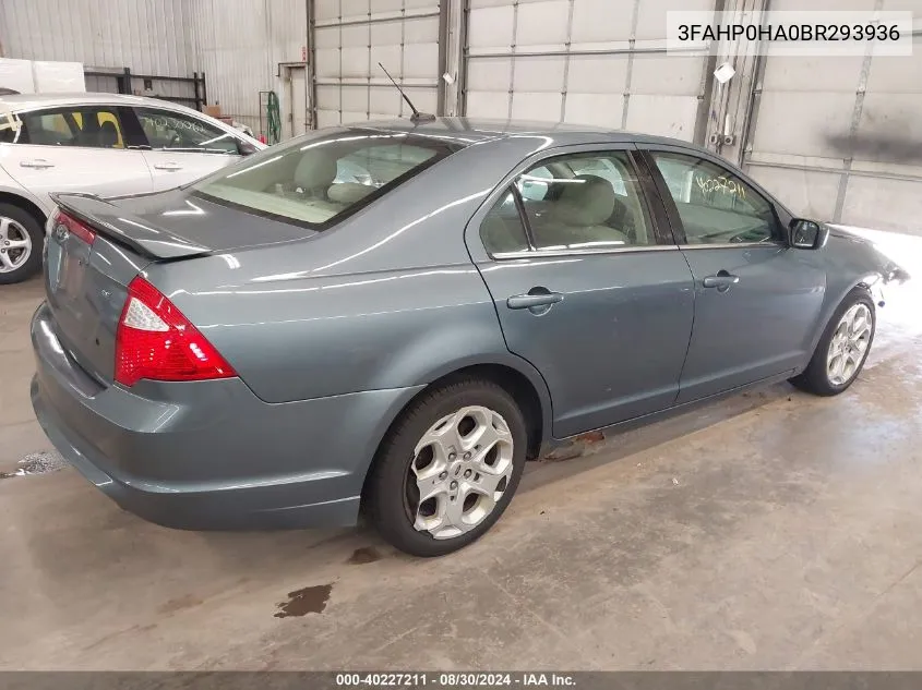 3FAHP0HA0BR293936 2011 Ford Fusion Se