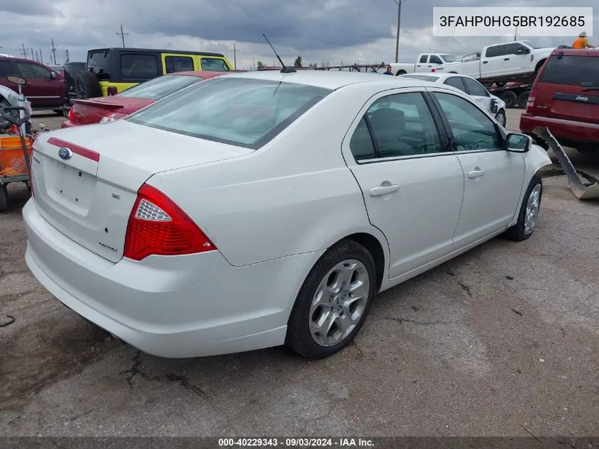 2011 Ford Fusion Se VIN: 3FAHP0HG5BR192685 Lot: 40229343