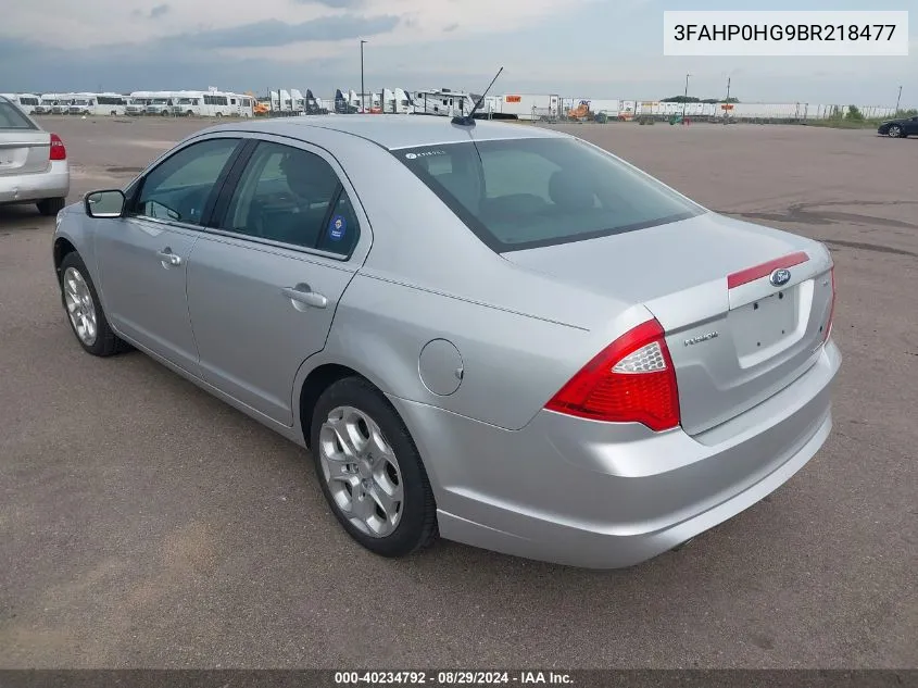 2011 Ford Fusion Se VIN: 3FAHP0HG9BR218477 Lot: 40234792