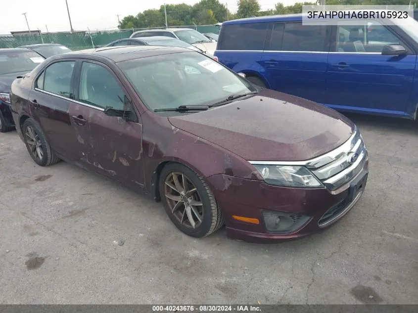 2011 Ford Fusion Se VIN: 3FAHP0HA6BR105923 Lot: 40243676