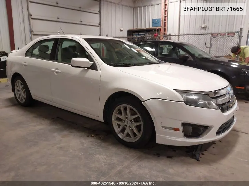 2011 Ford Fusion Sel VIN: 3FAHP0JG1BR171665 Lot: 40251546