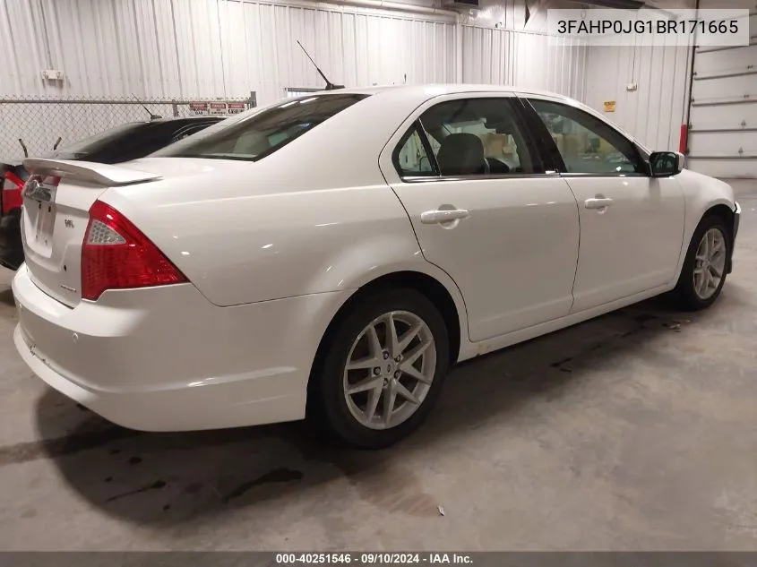 2011 Ford Fusion Sel VIN: 3FAHP0JG1BR171665 Lot: 40251546