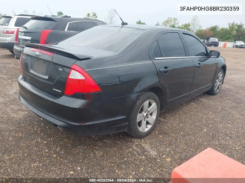 2011 Ford Fusion Se VIN: 3FAHP0HG8BR230359 Lot: 40252364