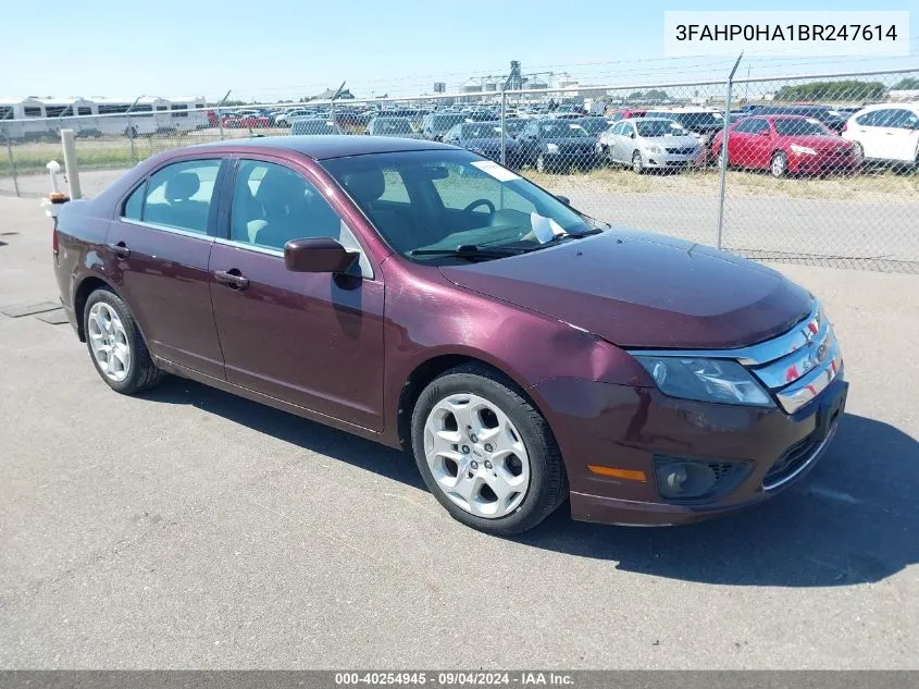 2011 Ford Fusion Se VIN: 3FAHP0HA1BR247614 Lot: 40254945