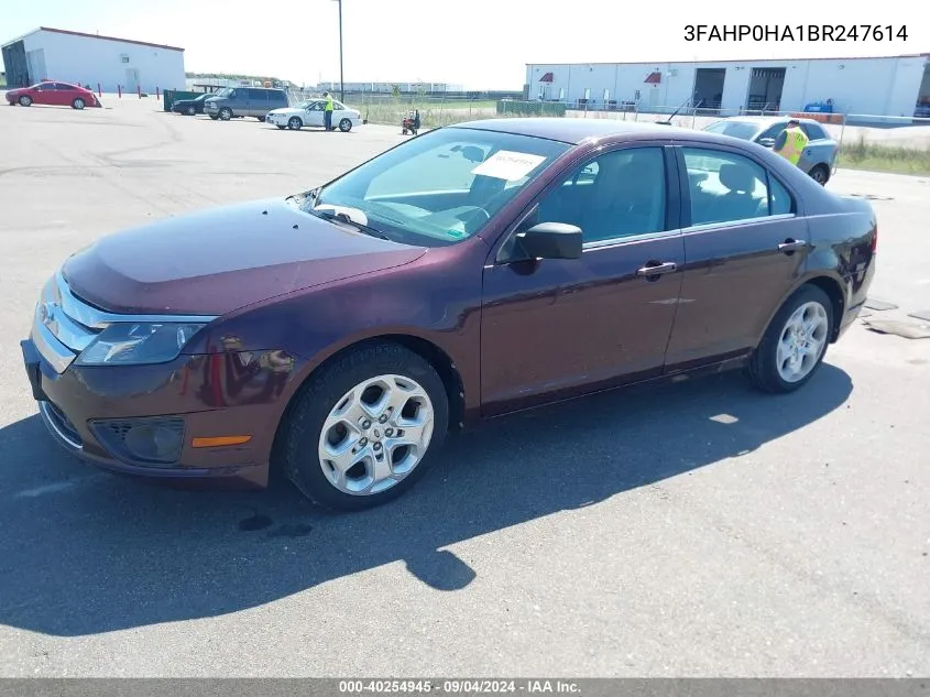 2011 Ford Fusion Se VIN: 3FAHP0HA1BR247614 Lot: 40254945