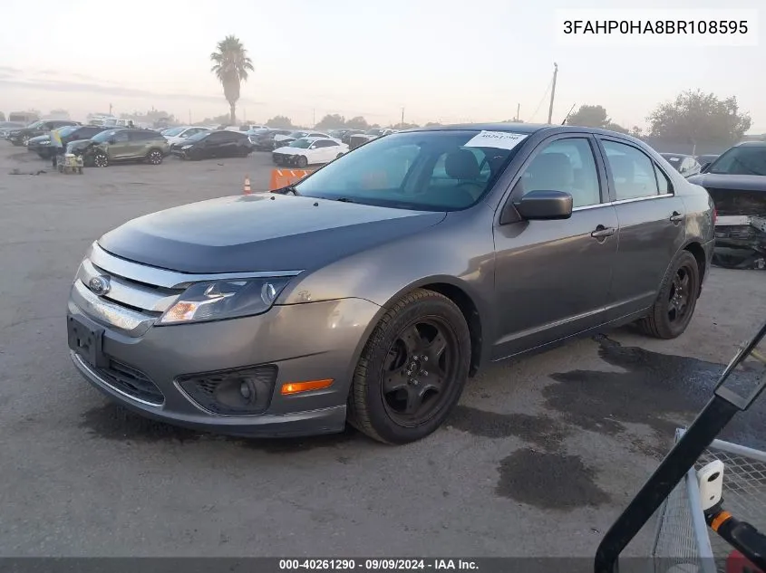 2011 Ford Fusion Se VIN: 3FAHP0HA8BR108595 Lot: 40261290