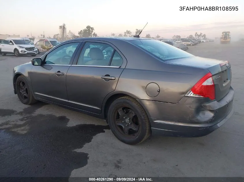 2011 Ford Fusion Se VIN: 3FAHP0HA8BR108595 Lot: 40261290