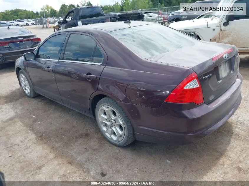 3FAHP0HA5BR220934 2011 Ford Fusion Se