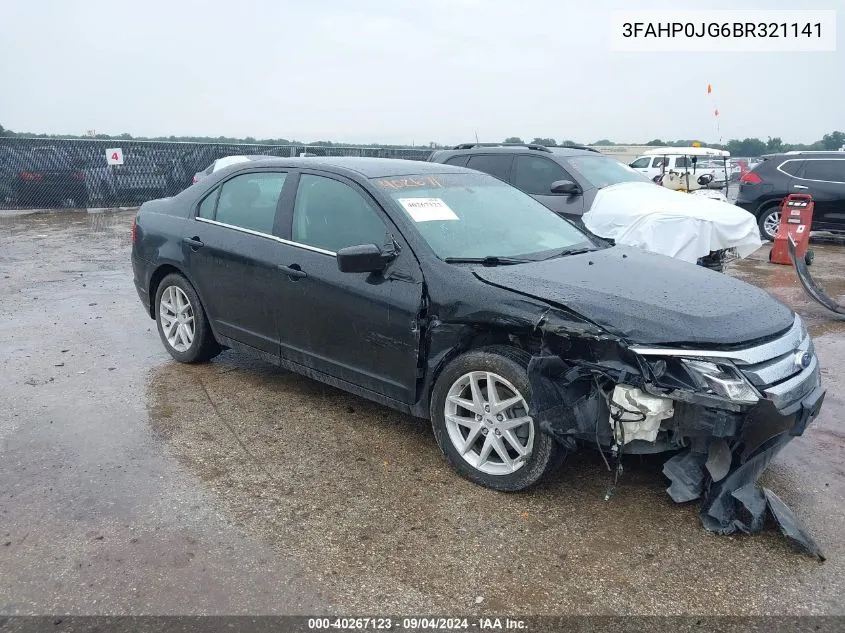 2011 Ford Fusion Sel VIN: 3FAHP0JG6BR321141 Lot: 40267123