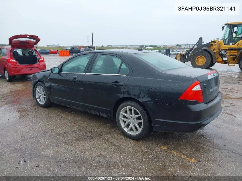 2011 Ford Fusion Sel VIN: 3FAHP0JG6BR321141 Lot: 40267123