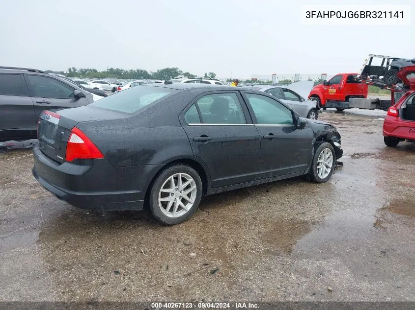 2011 Ford Fusion Sel VIN: 3FAHP0JG6BR321141 Lot: 40267123