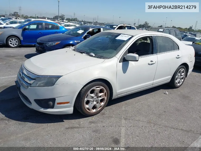 2011 Ford Fusion Se VIN: 3FAHP0HA2BR214279 Lot: 40275120