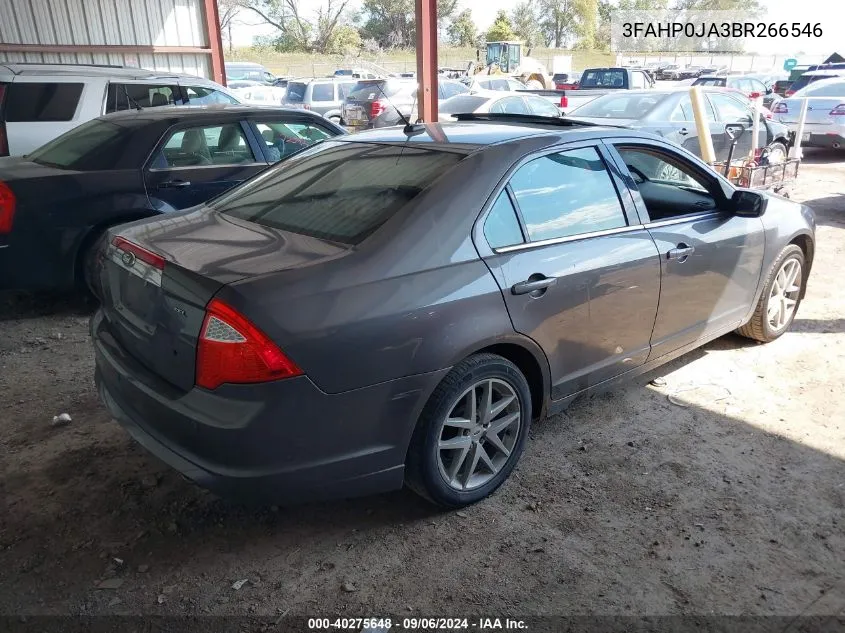 2011 Ford Fusion Sel VIN: 3FAHP0JA3BR266546 Lot: 40275648