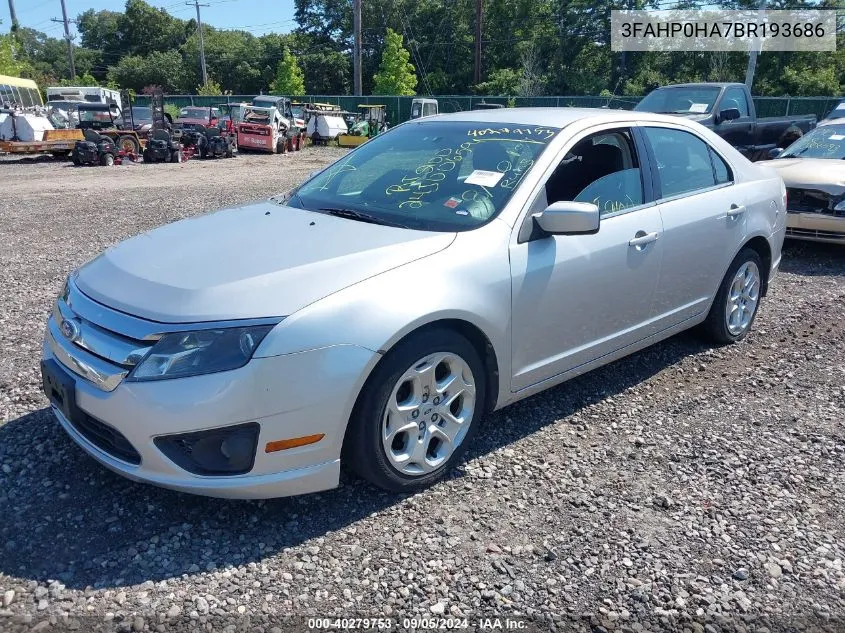 2011 Ford Fusion Se VIN: 3FAHP0HA7BR193686 Lot: 40279753