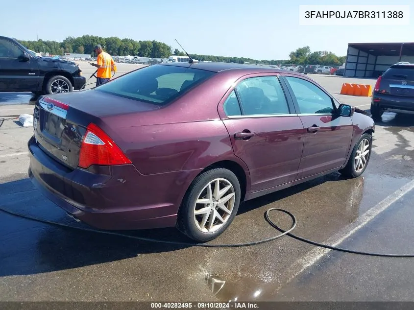 2011 Ford Fusion Sel VIN: 3FAHP0JA7BR311388 Lot: 40282495