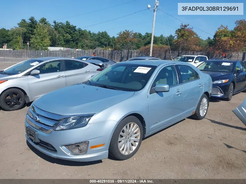 2011 Ford Fusion Hybrid VIN: 3FADP0L30BR129691 Lot: 40291035