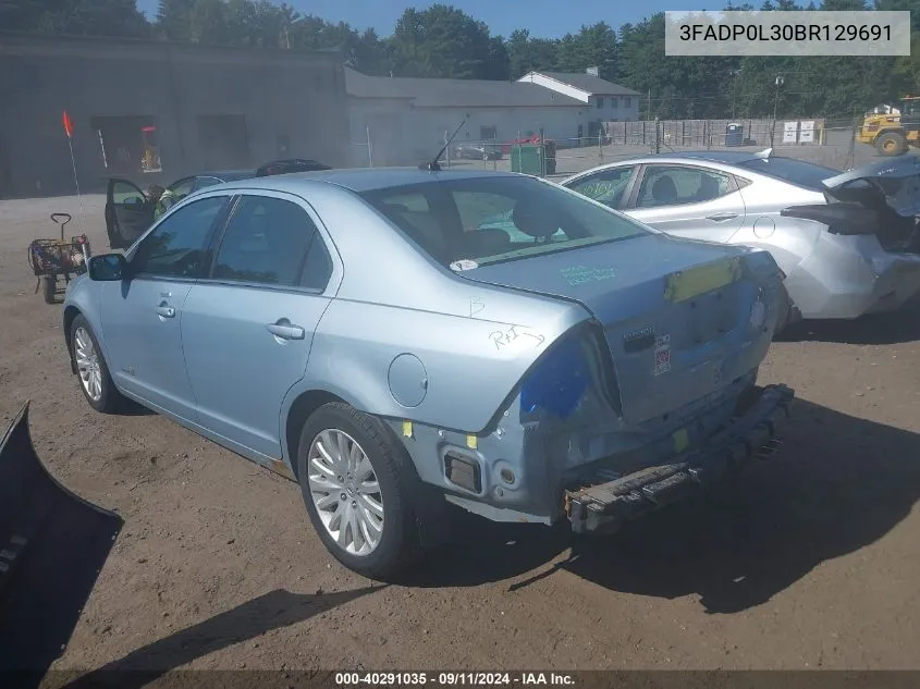 2011 Ford Fusion Hybrid VIN: 3FADP0L30BR129691 Lot: 40291035