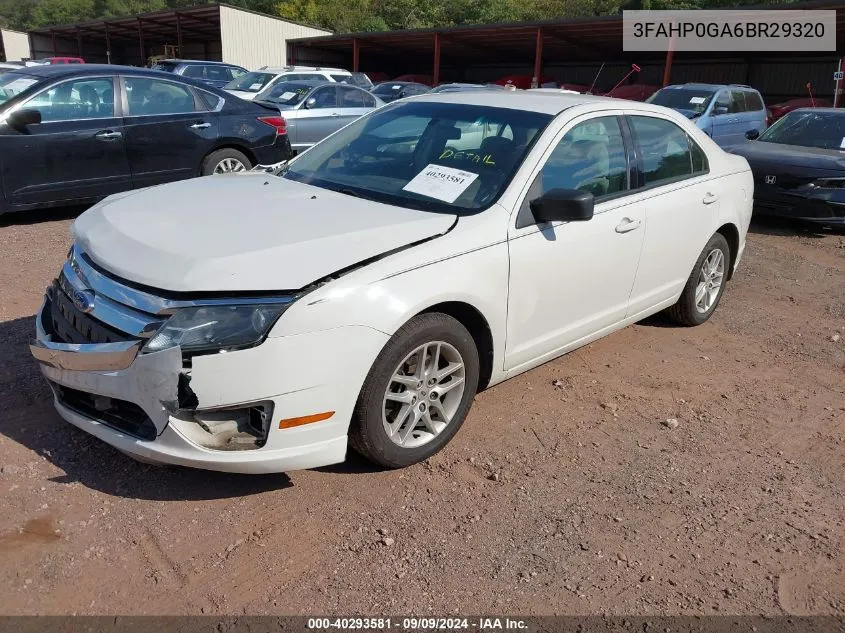 2011 Ford Fusion S VIN: 3FAHP0GA6BR29320 Lot: 40293581