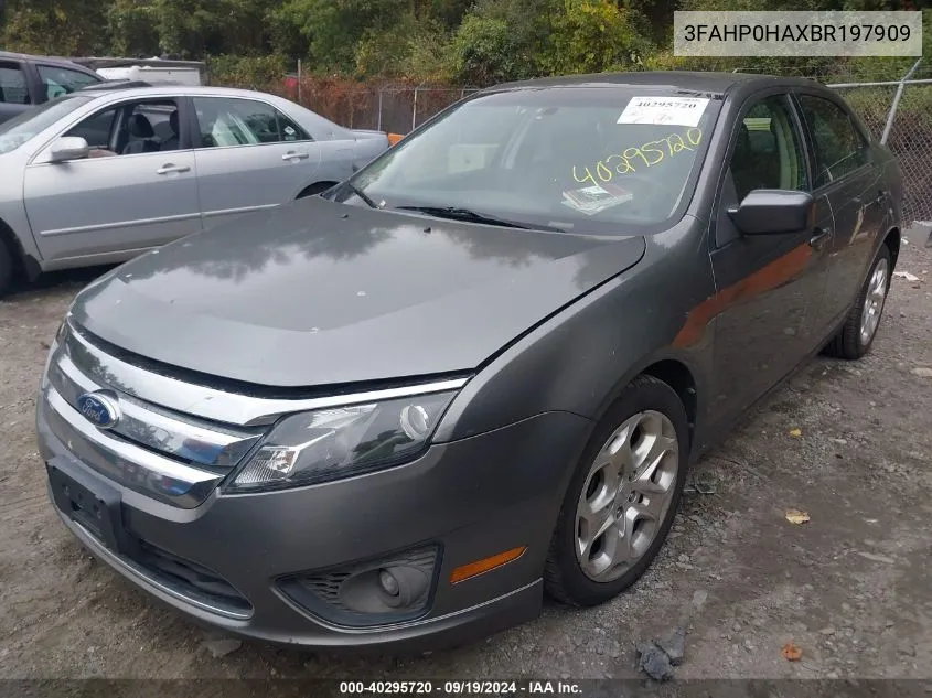 2011 Ford Fusion Se VIN: 3FAHP0HAXBR197909 Lot: 40295720