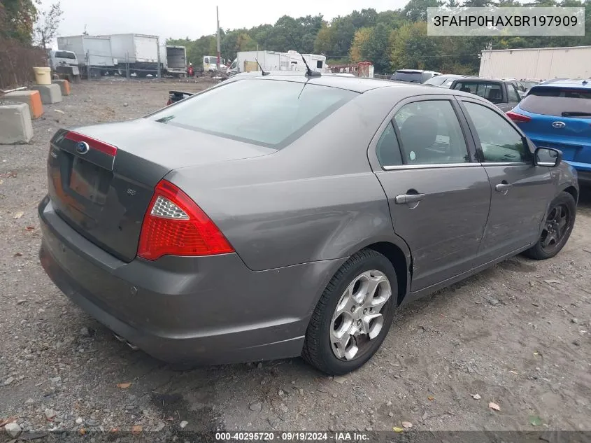 2011 Ford Fusion Se VIN: 3FAHP0HAXBR197909 Lot: 40295720