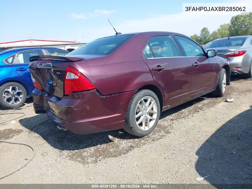 2011 Ford Fusion Sel VIN: 3FAHP0JAXBR285062 Lot: 40301292