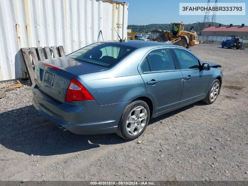 2011 Ford Fusion Se VIN: 3FAHP0HA8BR333793 Lot: 40301515