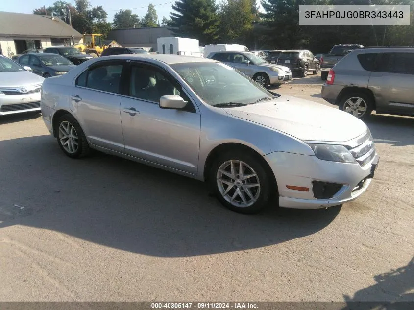 2011 Ford Fusion Sel VIN: 3FAHP0JG0BR343443 Lot: 40305147