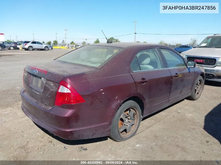 2011 Ford Fusion Se VIN: 3FAHP0HA3BR247856 Lot: 40305992