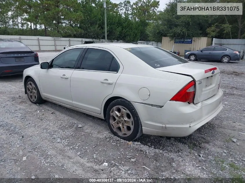 2011 Ford Fusion Se VIN: 3FAHP0HA1BR331075 Lot: 40306137