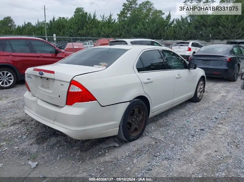 2011 Ford Fusion Se VIN: 3FAHP0HA1BR331075 Lot: 40306137