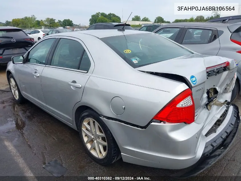 2011 Ford Fusion Sel VIN: 3FAHP0JA6BR106564 Lot: 40310382