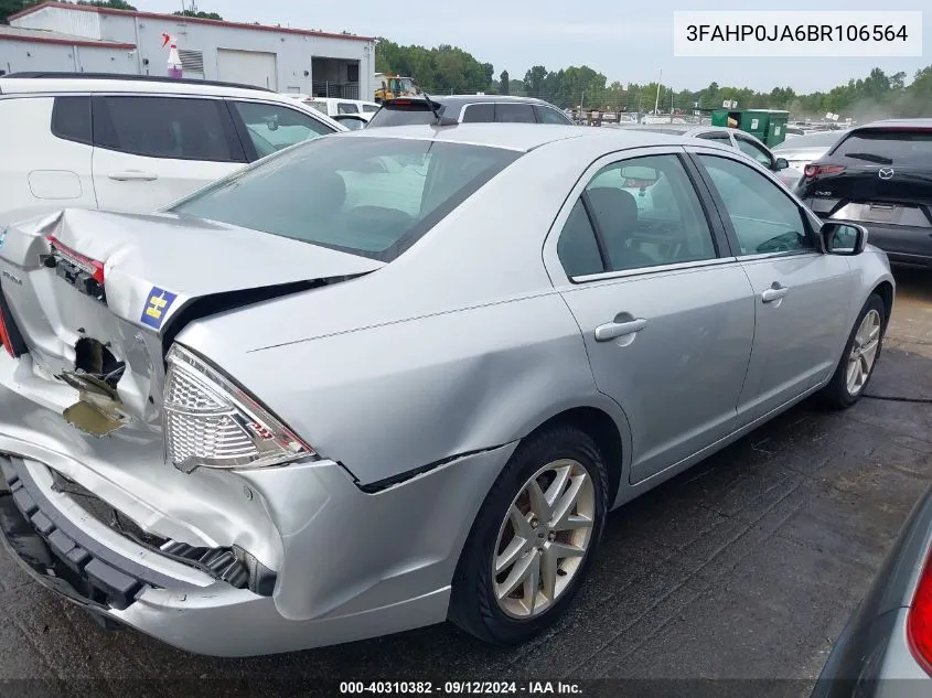 2011 Ford Fusion Sel VIN: 3FAHP0JA6BR106564 Lot: 40310382