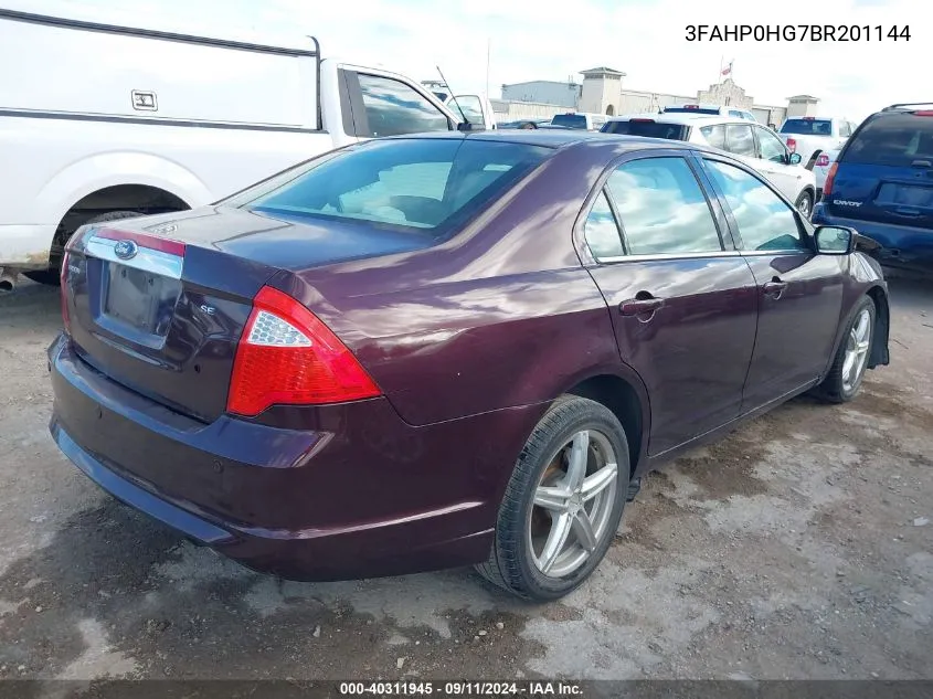 2011 Ford Fusion Se VIN: 3FAHP0HG7BR201144 Lot: 40311945